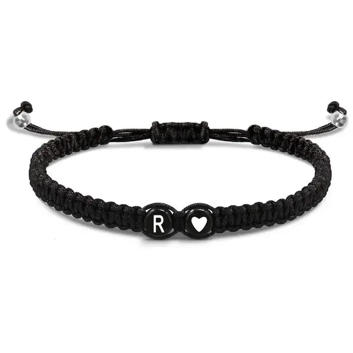Bracelet de couple tissé à la main pour hommes et femmes, bracelets noirs, accessoires de bijoux, no