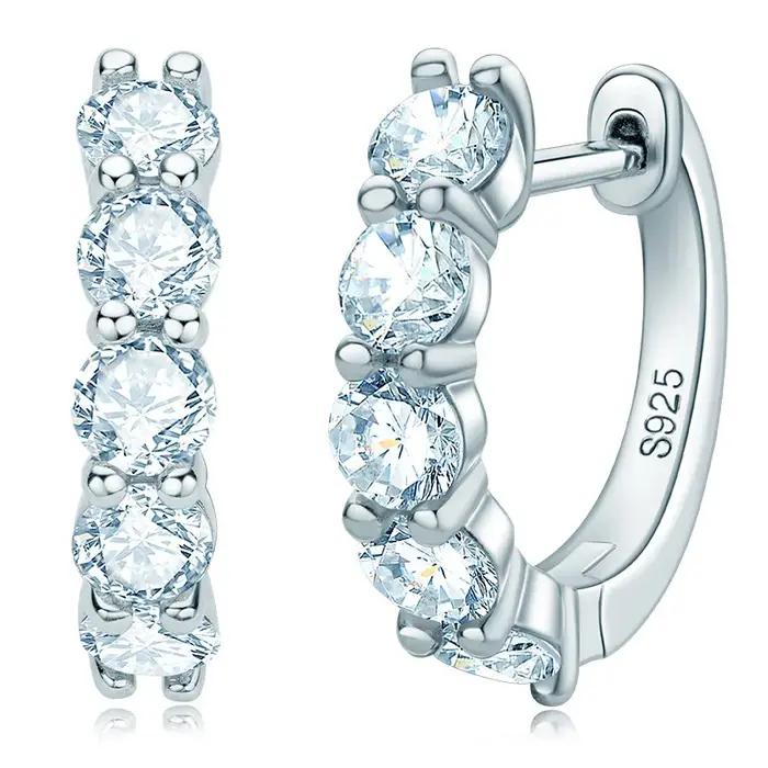 PomerceJelly-Boucles d'oreilles créoles pour femme, 100% argent regardé 925, Moissanite 3mm, Joaille