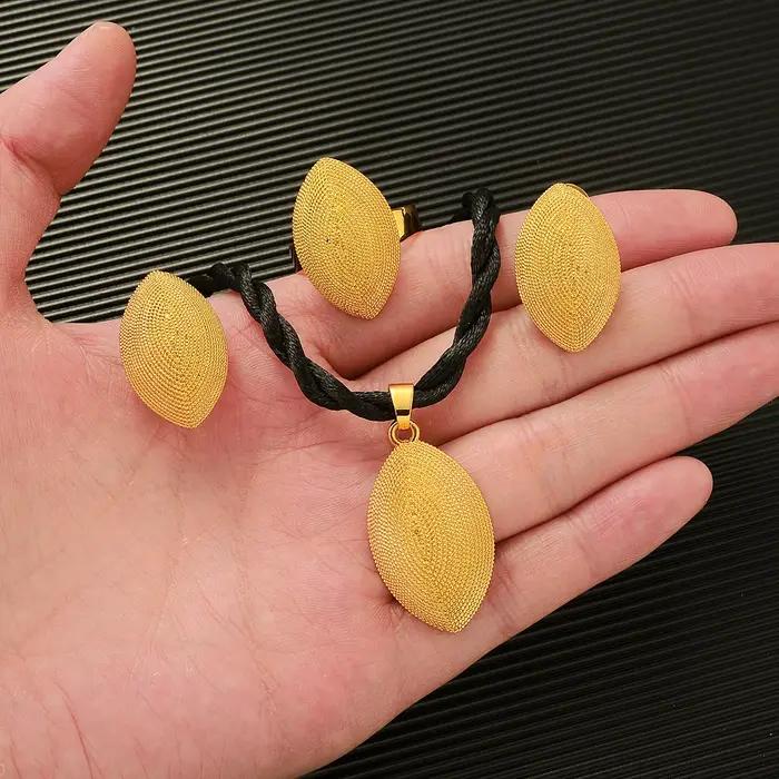 Ensemble de Bijoux Africains en Or pour Femme, Patients de Dubaï, Cadeaux de Mariage, Collier, Pendentif, Boucles d'Oreilles, Bague