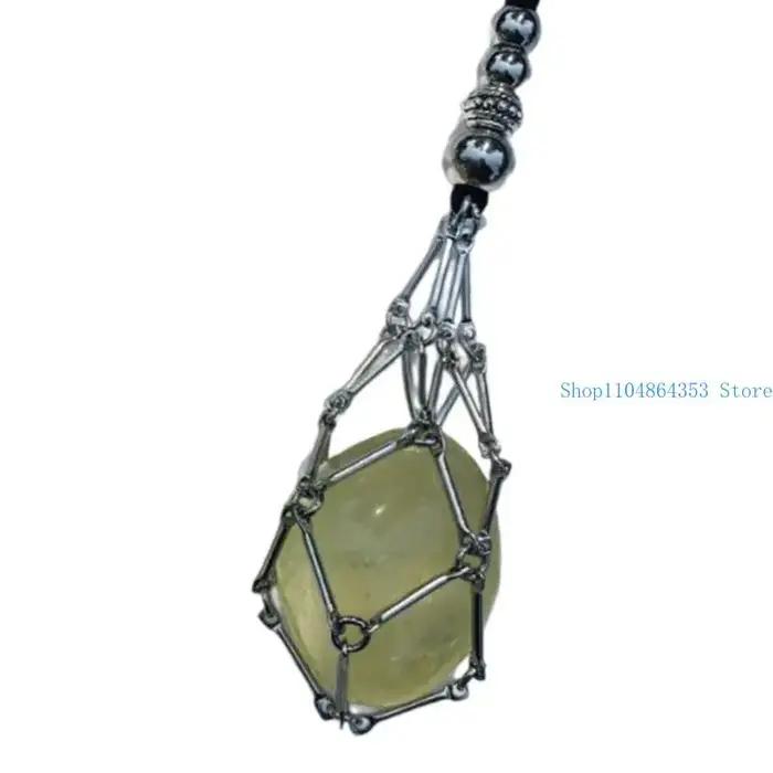 Collier en maille et corde réglable pour femme avec cage porte-pierre vide, design classique adaptable à toutes les occasions