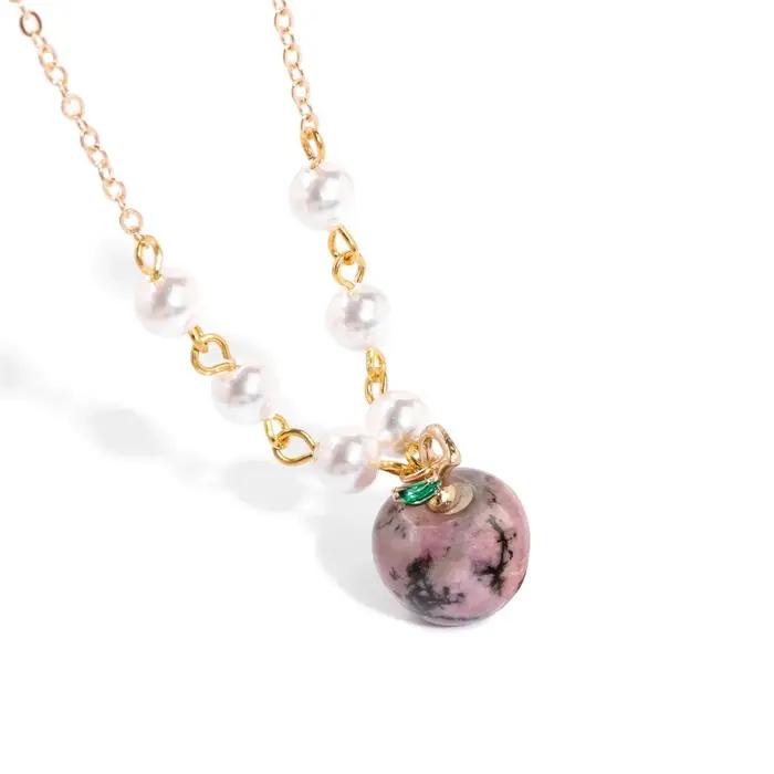 ChimApple-Collier pendentif en pierre de pomme pour femme