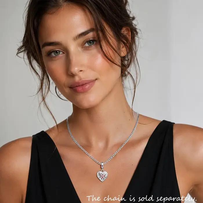 Médaillon coeur ornement pendentif à breloque 925 en argent Sterling cadeau romantique pour les femmes aiment les bijoux