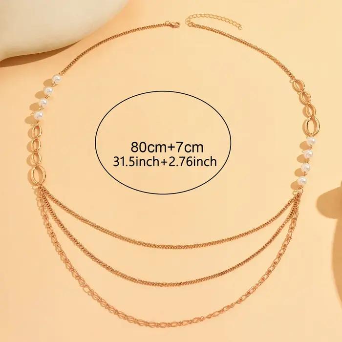 Collier à chaîne de perles multicouches avec pendentif long à franges