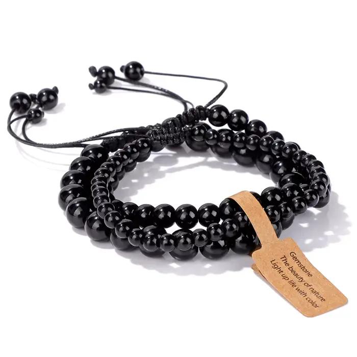 Bracelets minimalistes en Amazonite véritable pour femmes et hommes, perles tressées de 4/6/8mm, rég