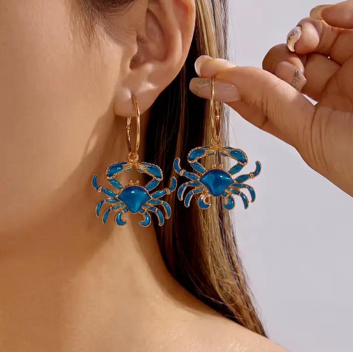 Boucles d'oreilles Crabe Homard Style Bohème Plage Vacances Bijoux Femme Mode Cadeau Accessoire Quotidien