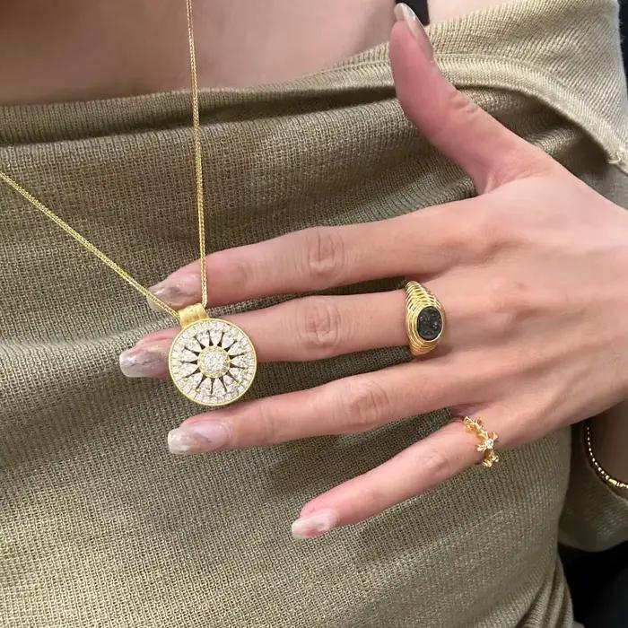 Collier pendentif en or véritable 14 carats pour femmes