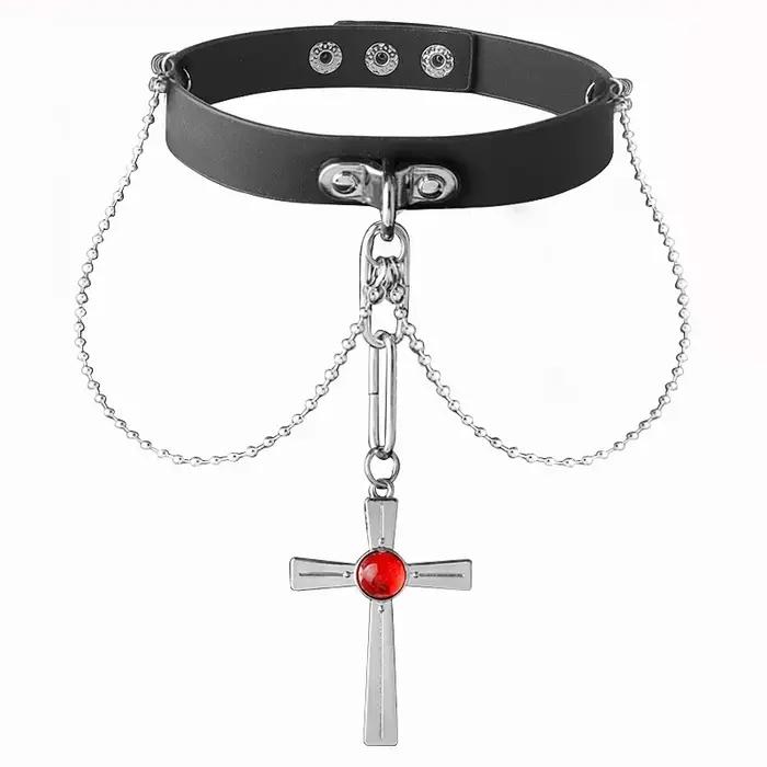 Collier pendentif en cuir Rosario et Vampire Anime, tour de cou Akashiya Moka, chaîne de clavicule,