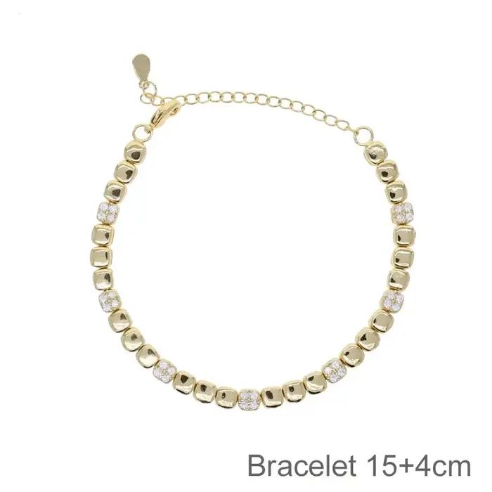 Couleur or géométrique haute polonais charme lien Tennis chaîne collier Bracelet pavé Bling Cz pour les femmes bijoux de mode