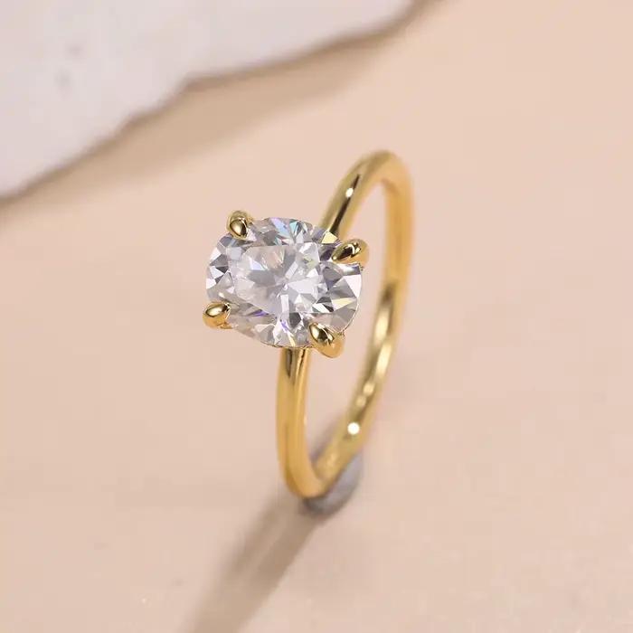 LinkerLove 1/2/3ct Solitaire Moissanite bague de fiançailles pour les femmes 925 en argent Sterling