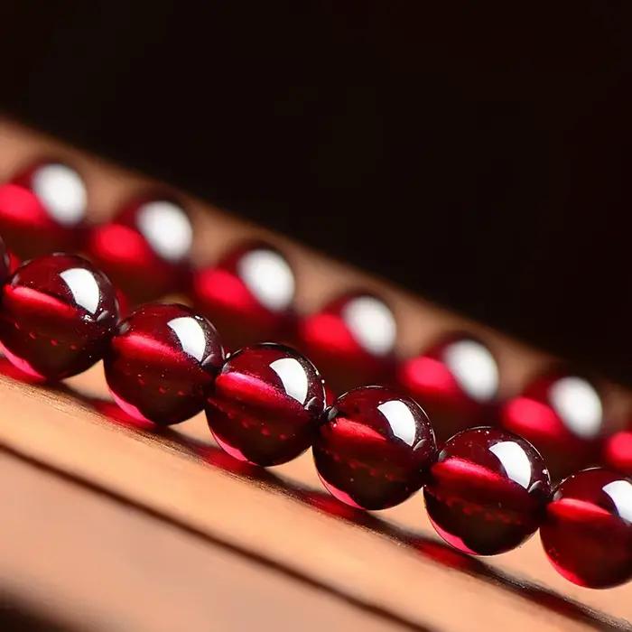 Bracelet de perles en pierre de grenade rouge naturelle pour femmes et hommes