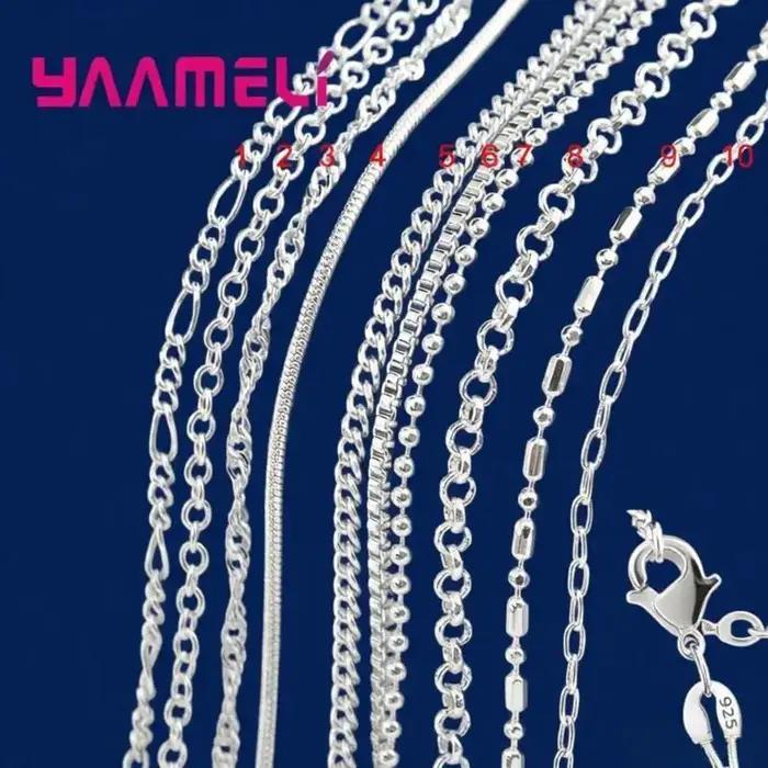 Grande Promotion 100% authentique 925 chaîne en argent Sterling collier avec fermoirs de homard fit hommes femmes pendentif 10 conceptions 16-30 pouces