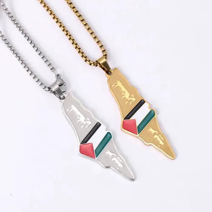 Collier pendentif drapeau palestinien pour femmes et hommes