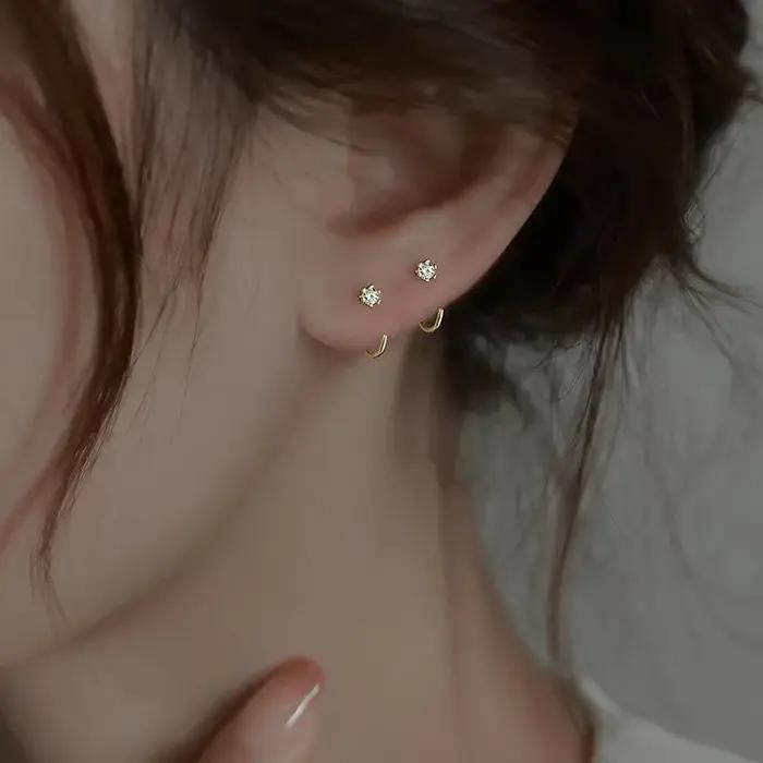 Boucles d'oreilles créoles à nœud en acier inoxydable pour femmes, plaqué or et argent brillant, tendance, bijoux à la mode, cadeaux