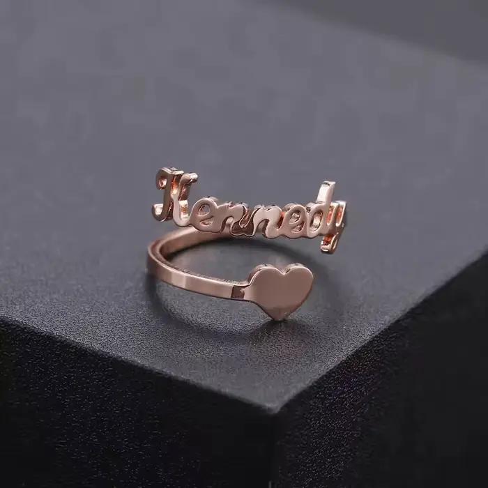 Bague personnalisée avec nom en forme de cœur rempli/bague Unique personnalisée/pour petite amie
