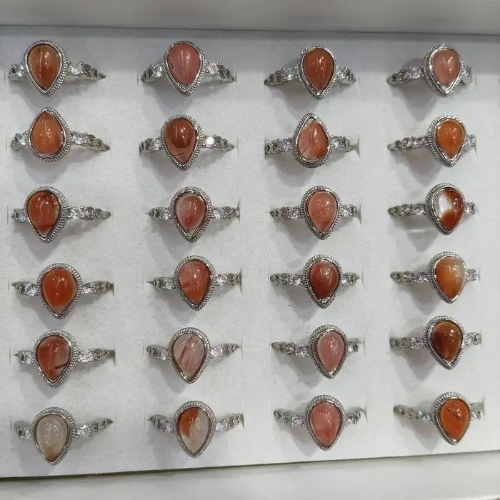 Bague en cristal rouge 100% pierre précieuse naturelle