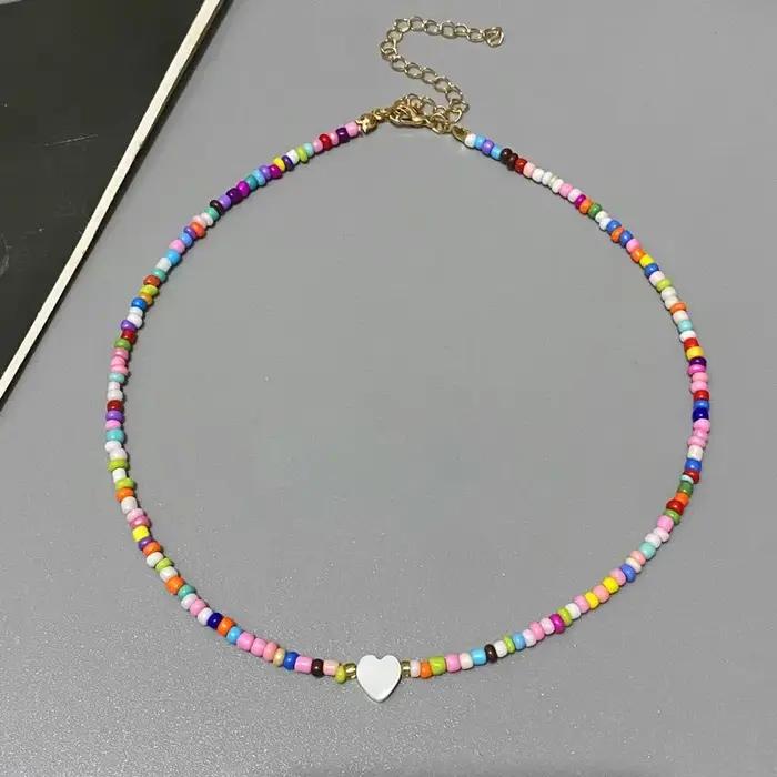 Collier ras du cou en perles de rocaille colorées pour filles