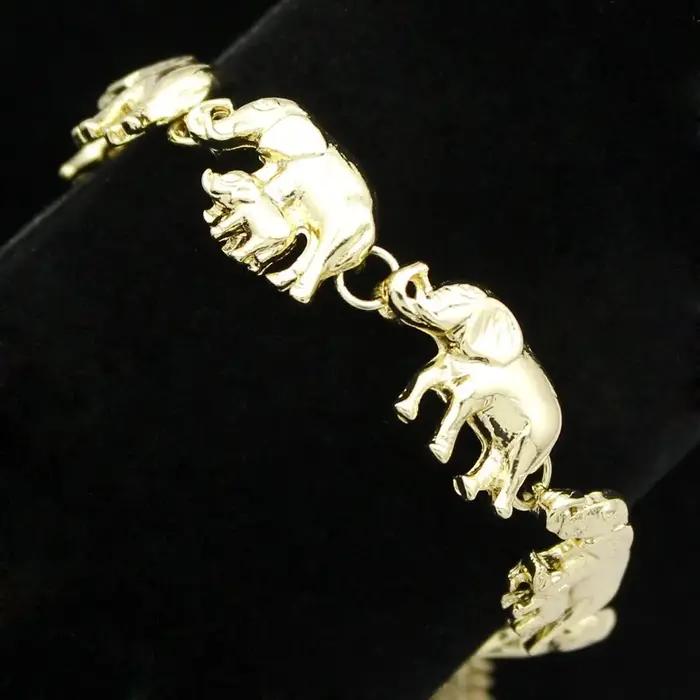 Bracelet à pendentif éléphant plaqué argent pour femme