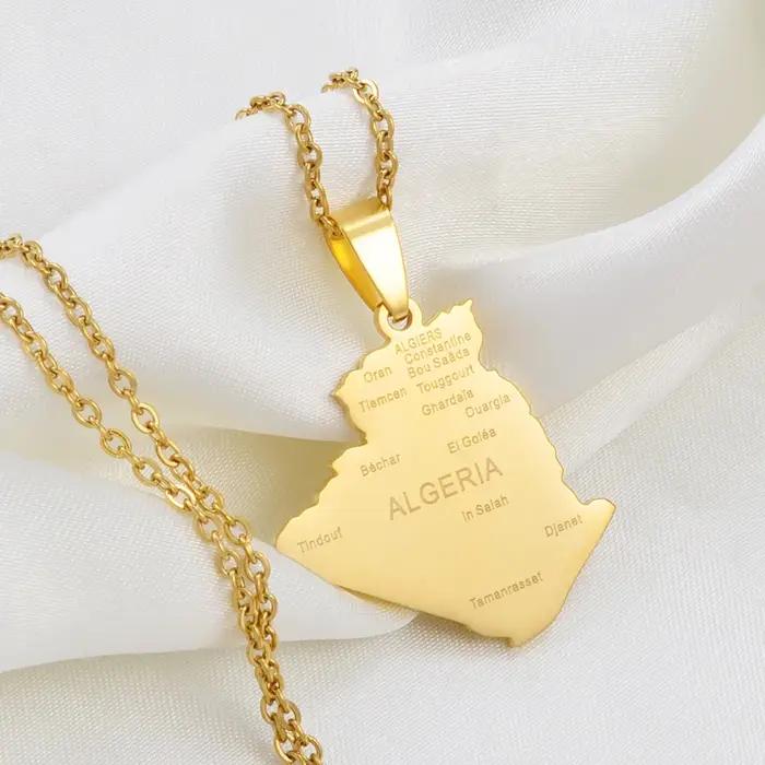 Anniyo Algérie Carte Nom de la Ville Collier Pendentif Bijoux