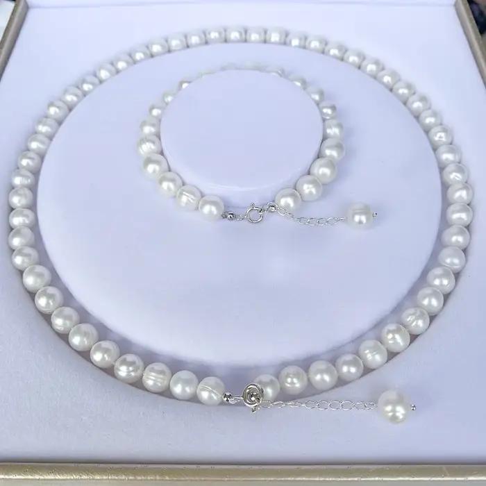Ensembles de bijoux en perles blanches véritables