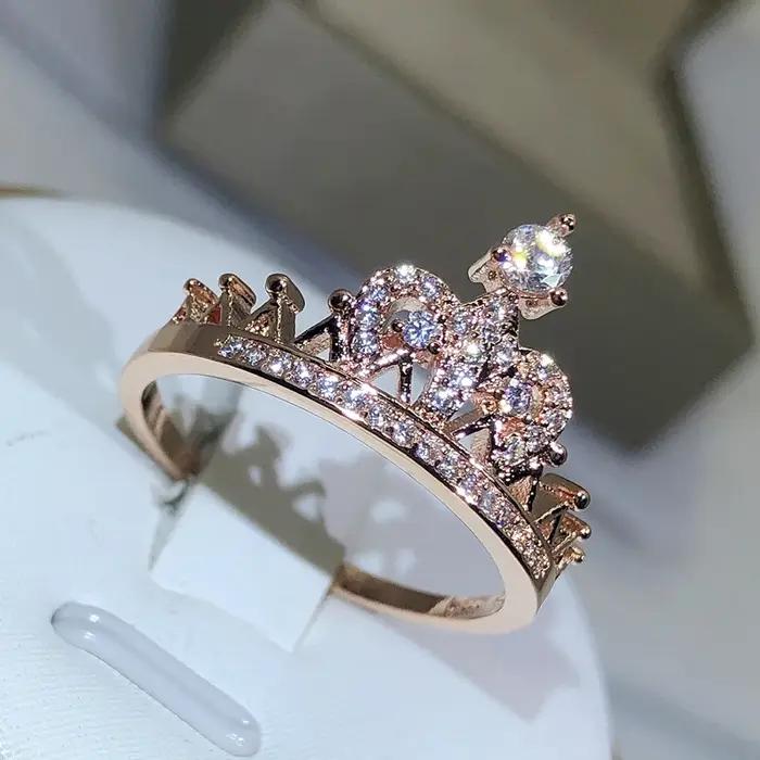 Bague couronne de princesse en argent 925 pour femmes