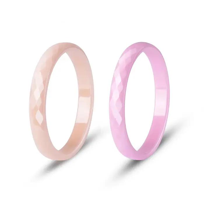 Bague en céramique empilable ultra-fine de 3 mm pour femme – Noir