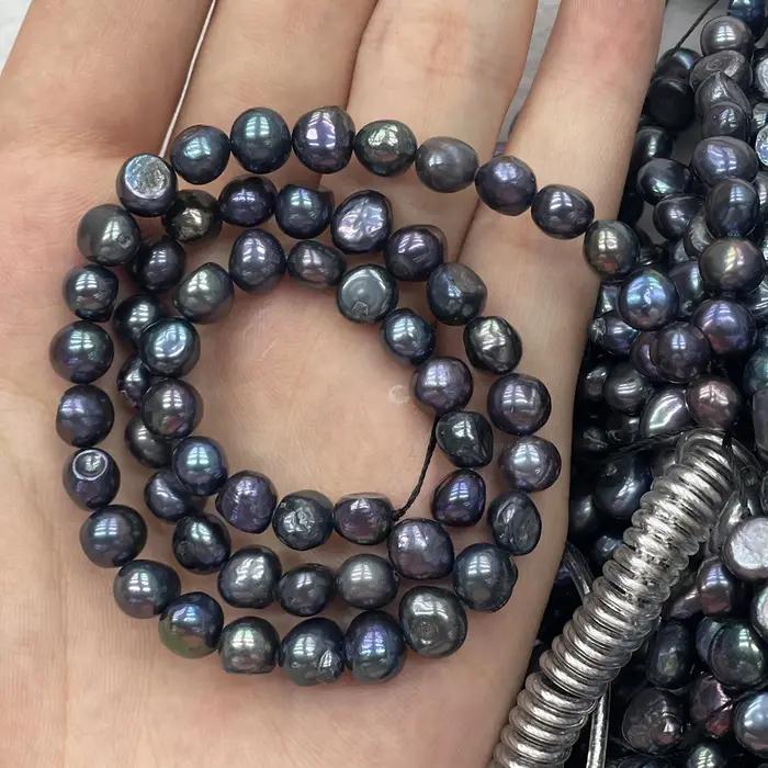 Perles d'eau douce presque rondes bleu-violet pour bijoux DIY colliers bracelets occasions spéciales