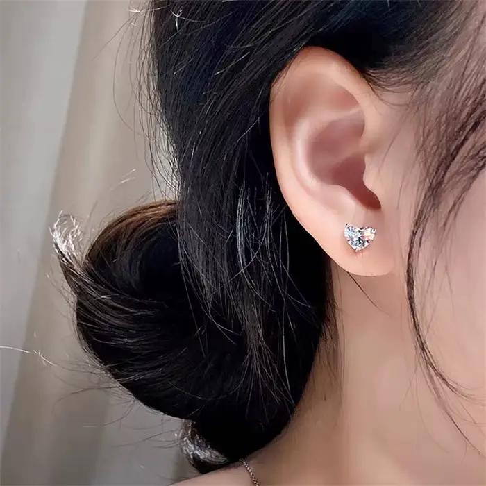 Boucles d'oreilles en forme de cœur en argent Sterling 925 pour femmes