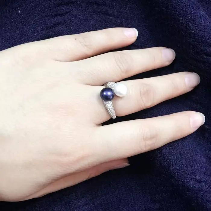 Magnifiques bagues en perles naturelles doubles pour femmes