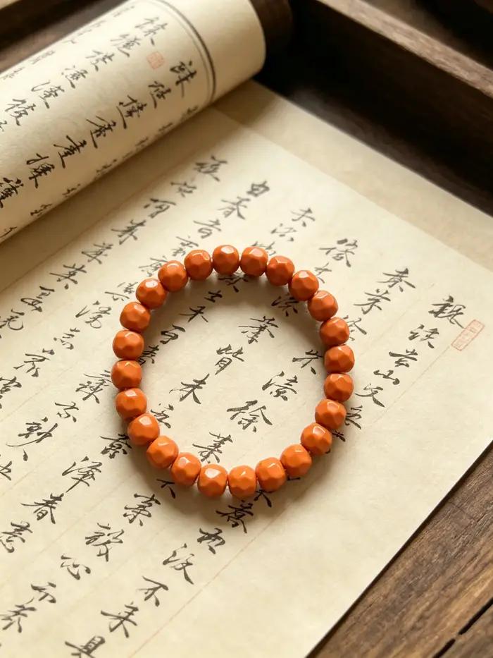 Bracelet en perles de Bodhi facettées orange élégant pour femmes occasions spéciales et quotidiennes