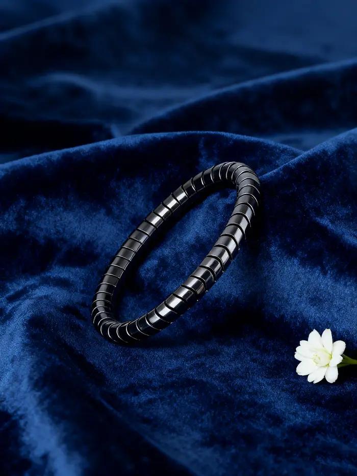 Bracelet en hématite, perles torsadées