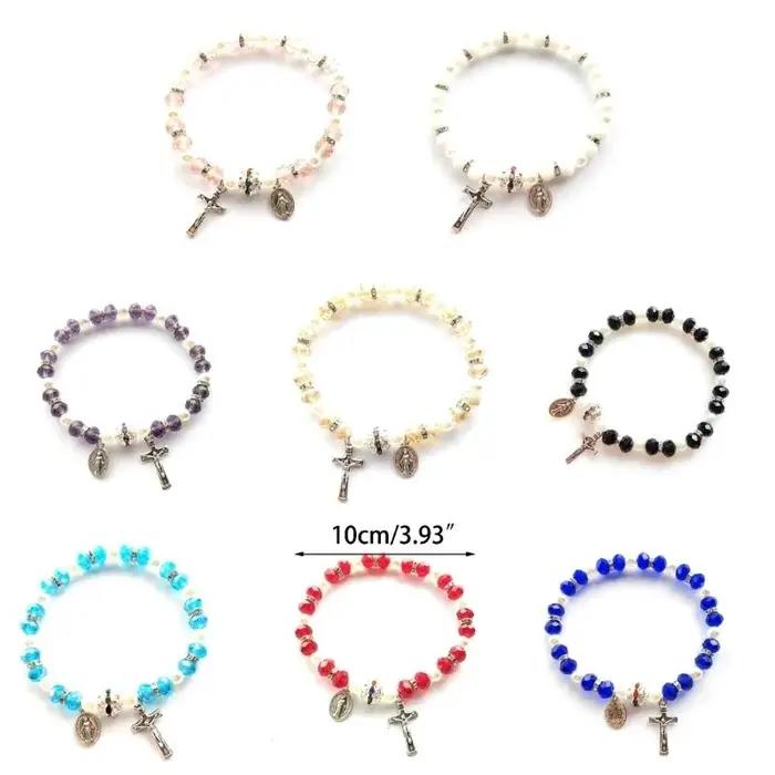 367a Rosary Bracelet Perle élastique Charme fille fille Hands Decoration