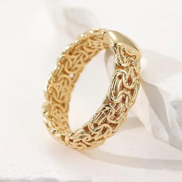 Bague plaquée or en forme de chaîne unisexe style hip hop vintage pour carnaval et anniversaire cadeau audacieux