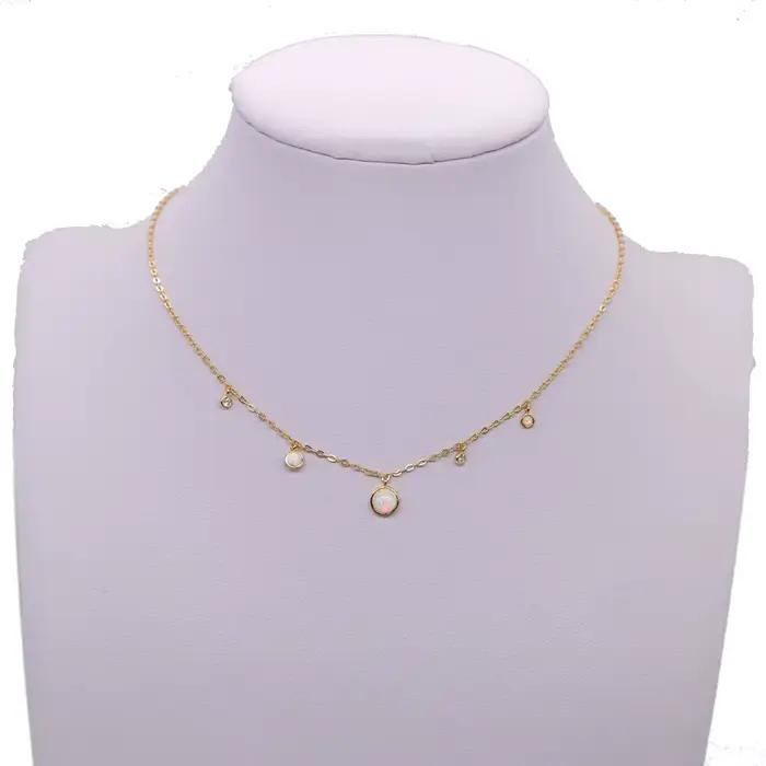Véritable 925 argent pierres de lune cz station bijoux chaîne femmes élégantes superbe belle opale blanche pendentif collier fashio colliers