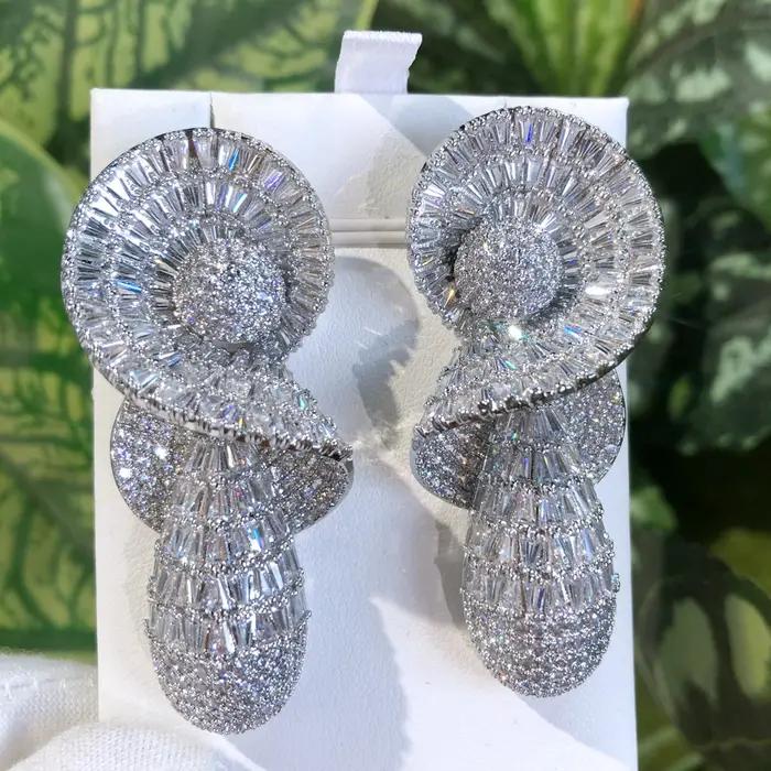 Missvikki luxe brillant goutte pendentif boucles d'oreilles pour les femmes quotidien à la mode Original fille cadeau Bloom haute qualité coréen accessoires
