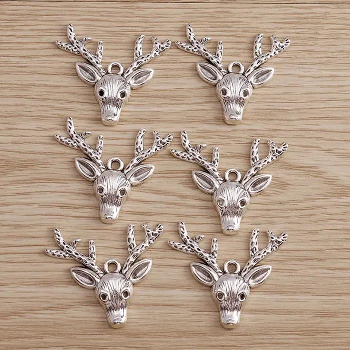 Tusember 8 pièces 31*36mm alliage tête de renne breloques pour bricolage boucles d'oreilles colliers noël cerf pendentifs bijoux à bricoler soi-même faisant des résultats