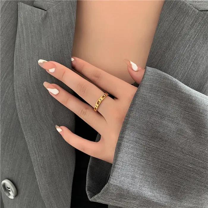 Bague torsadée à chaîne creuse française Vintage pour femmes