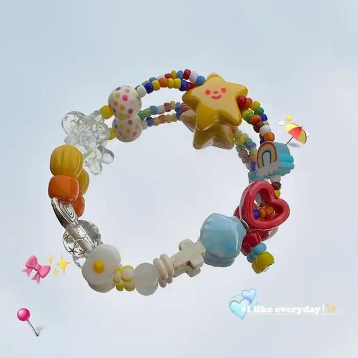 Bracelet de perles en corde élastique fait à la main