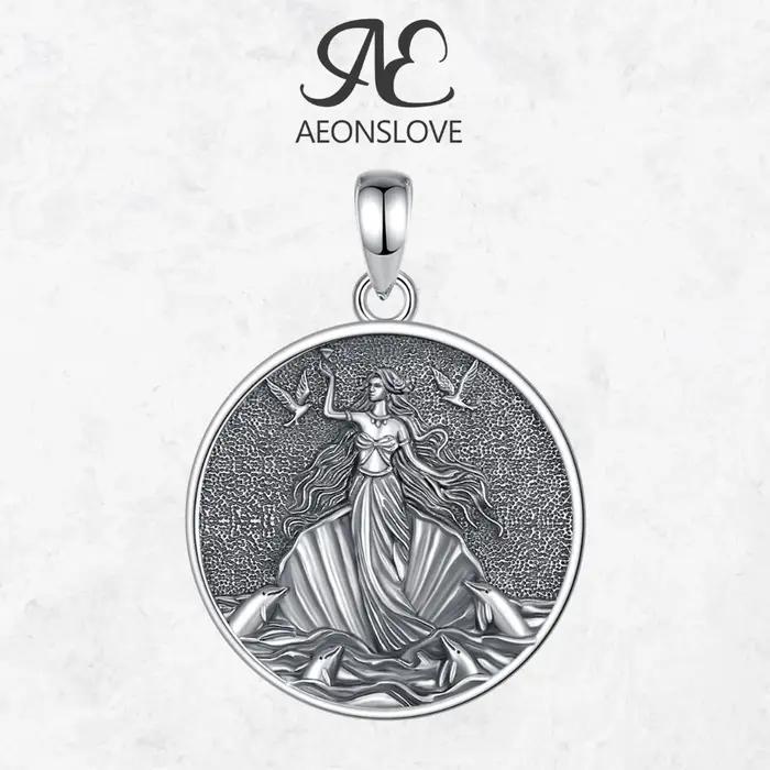 AEONSLOVE 925 argent Sterling aphrodite déesse collier Vintage mythologie grecque pendentif bijoux païens cadeau spirituel pour les femmes
