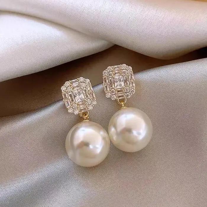 Boucles d'oreilles pendantes en perles de cristal pour femmes