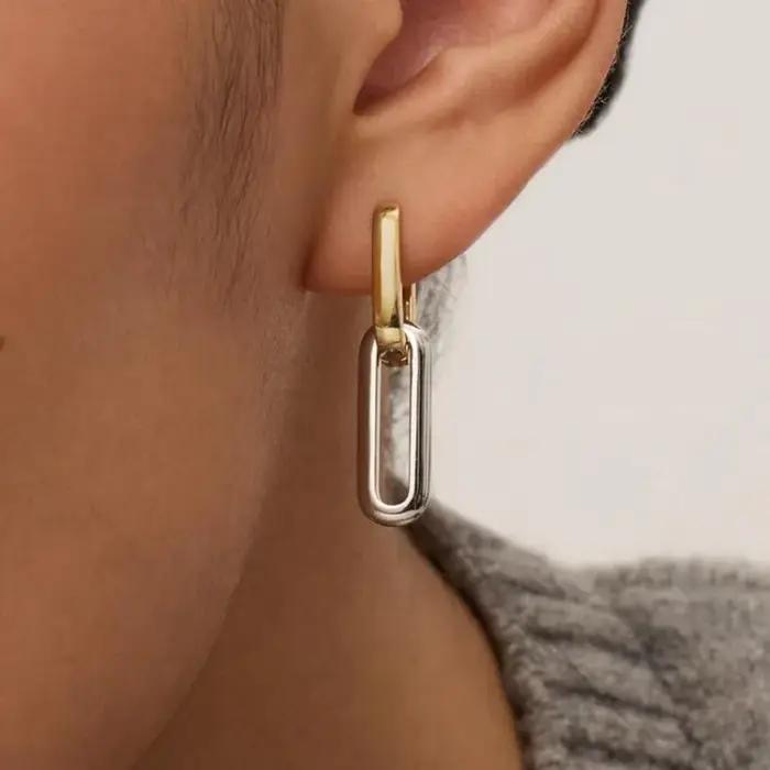 Boucles d'oreilles créoles bicolores en forme de U pour femmes