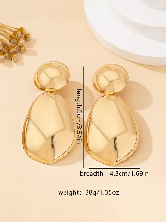Boucles d'oreilles dorées en forme de goutte d'eau avec double boule sculpturale pour femmes style hip-hop rock occasions spéciales