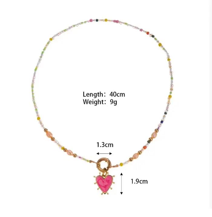 Fête des mères maman collier cadeau émail coeur pendentif