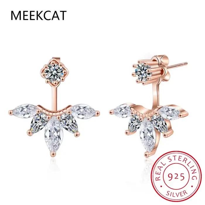 Boucles d'oreilles pendantes détachables 2 pierres en moissanite taille marquise 6cttw pour femme