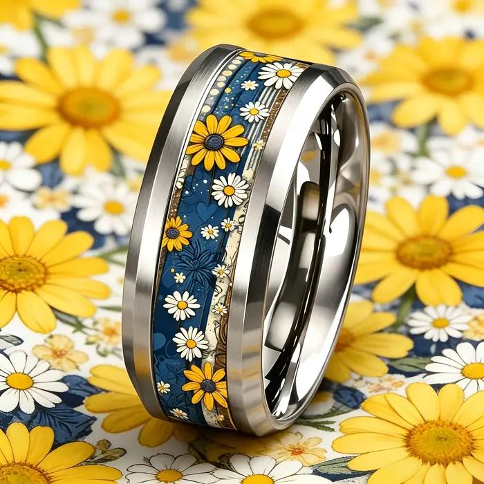 Bague Bohème Vintage Fleur Marguerite Jaune & Blanche