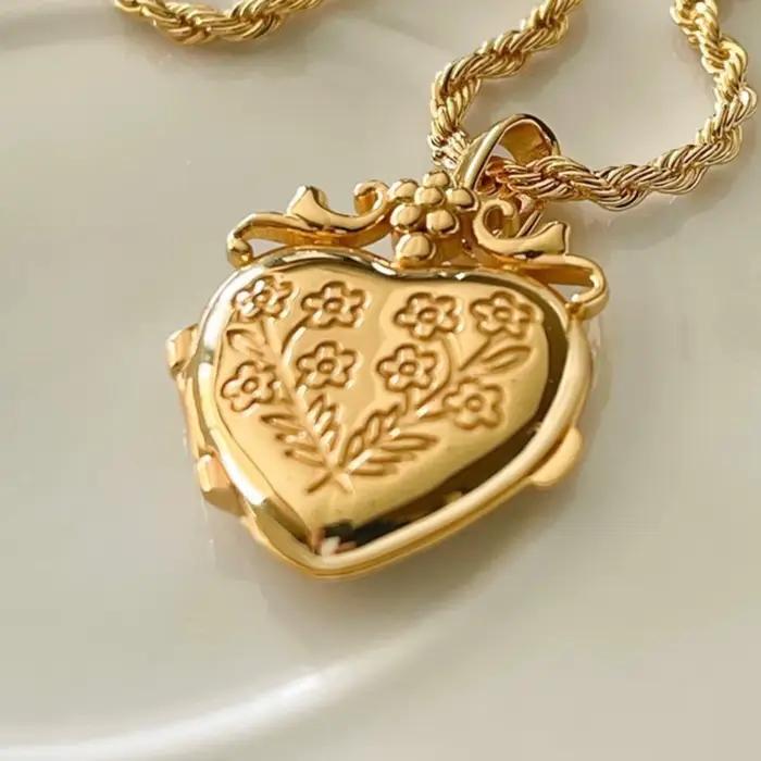 Chaîne de clavicule plaquée or Love Flower, collier d'ouverture carrée, 40% pendentif, préservation