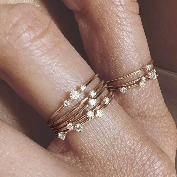 Bague en diamant de style minimaliste Hip hop pour femmes