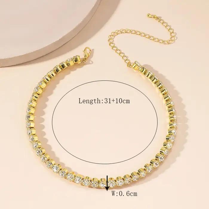 Lanka-Collier ras du cou court en cristal plaqué or AZY pour femme