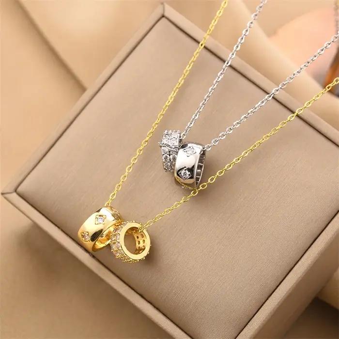 GD – collier en losange en cristal pour femmes