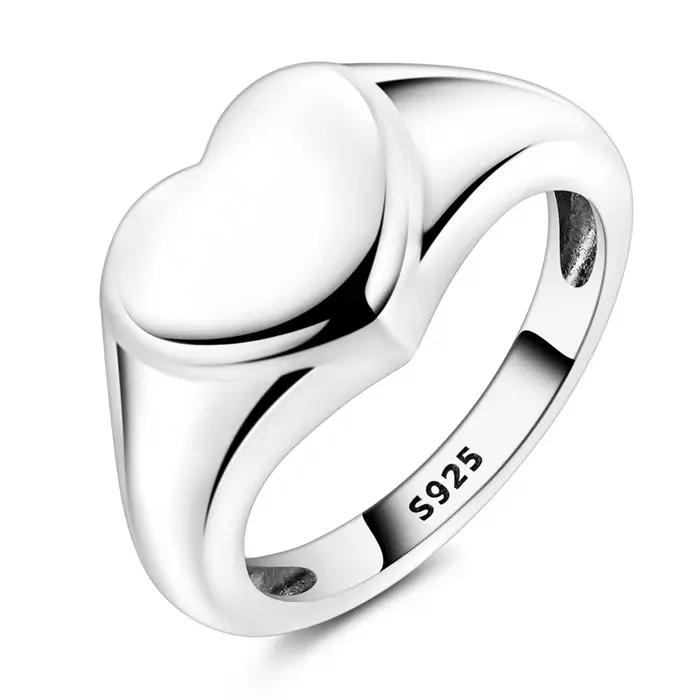 Bague originale en argent Sterling 925 avec cœur scintillant pour femmes et filles