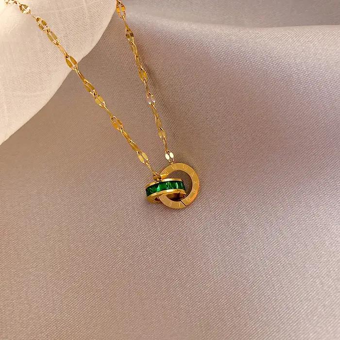 Collier en or jaune 18 carats pour femme avec pendentif unique cadeau d'engagement mariage fiançailles anniversaire utilisation quotidienne